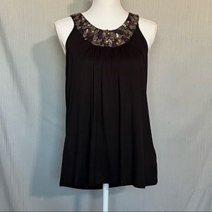 Pleione Women’s L Black with Decorative Neck Tank Top